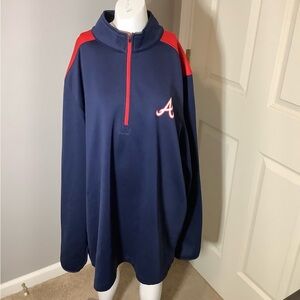 Men XL Atlanta Braves MLB Brand 1/4 Zip Long Sleeve Pullover Shirt